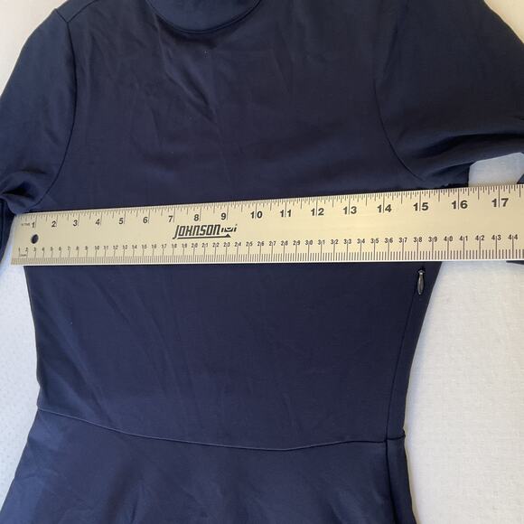 Forever 21 Women Dress M Navy Fit & Flare Button 3/4 Sleeve Knee Length - Picture 3 of 10